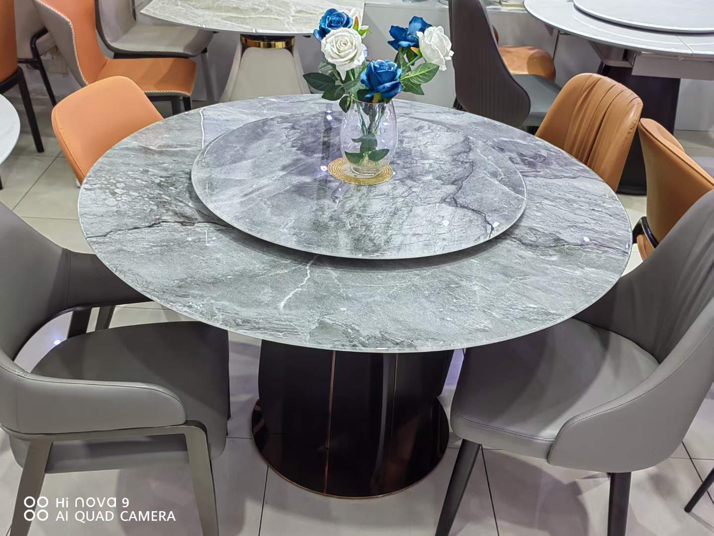 Распродажа! Круглый стол 135×135, керамогранит, поворотная вставка