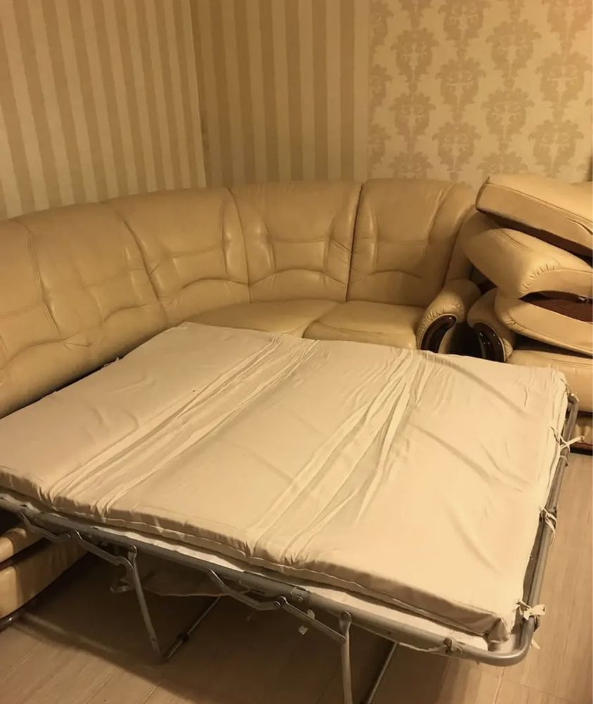 Диван, кресло матрас в подарок! Кожаный! Раскадной