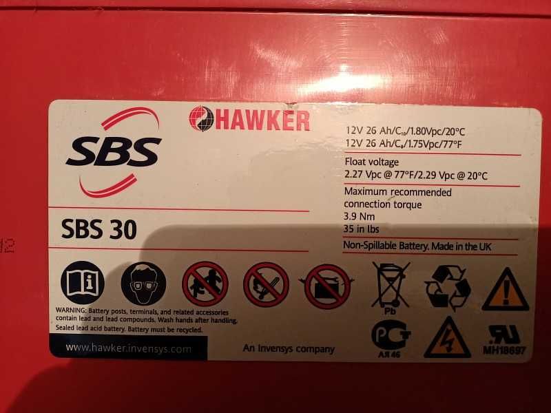 Продам аккумуляторные свинцово-кислотные батареи "Hawker" SBS 30.