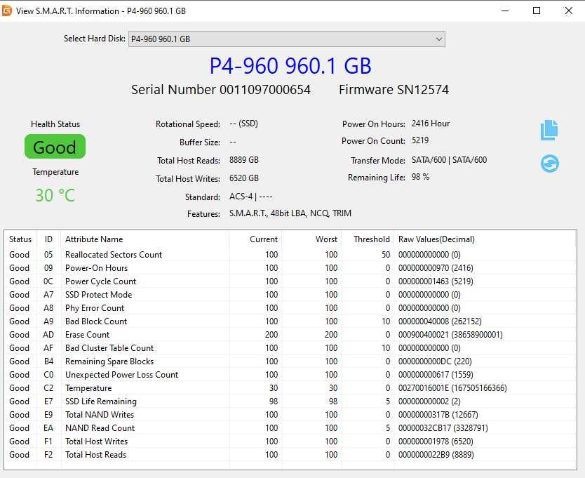 SSD KingSpec 960Gb 2,5" SATA/600, б/у