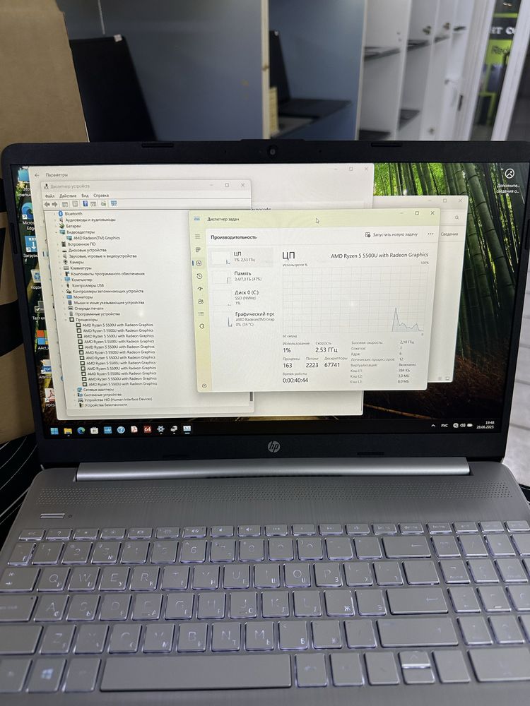 HP Ryzen 5-5500U/ОЗУ-8ГБ/ССД-512ГБ емкость 100% в отличном состоянии