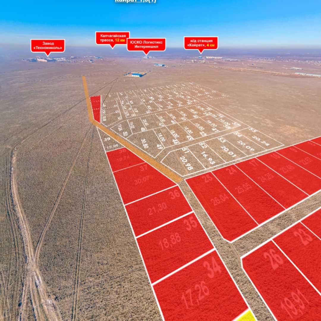 Промбаза Кайрат,  участки от 20 соток