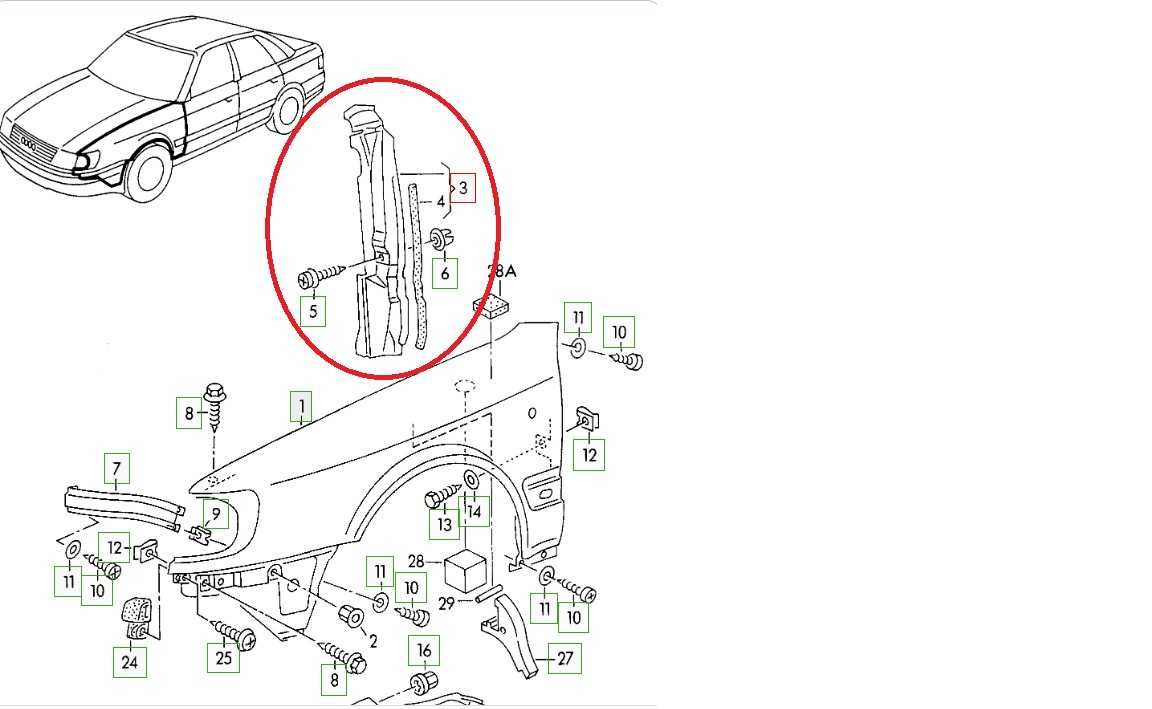 Пыльники защита на передние крылья на Ауди Audi 100 А6 С4