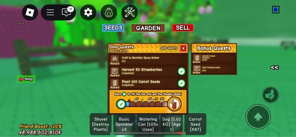 Отдам развитый профиль Grow a Garden с бонусом