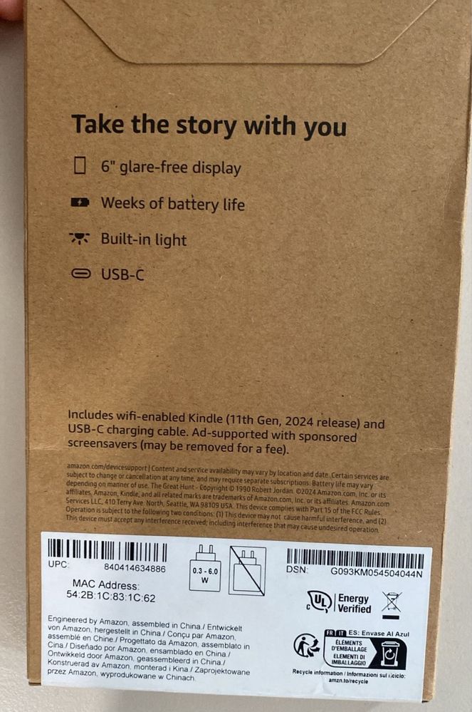Новый киндл gen 11 16GB
