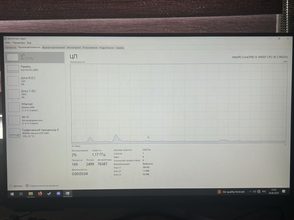 Процессор intel core i5-9400f