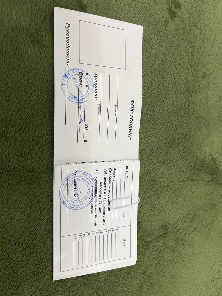 Пропуск в бассейн ТОЛКЫН