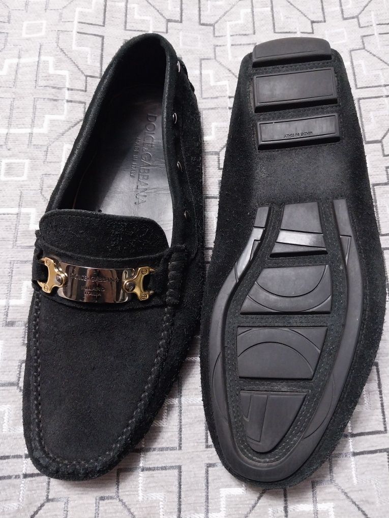 Мокасины DOLCE GABBANA. Чёрные  42р. ( замша) Мужские.