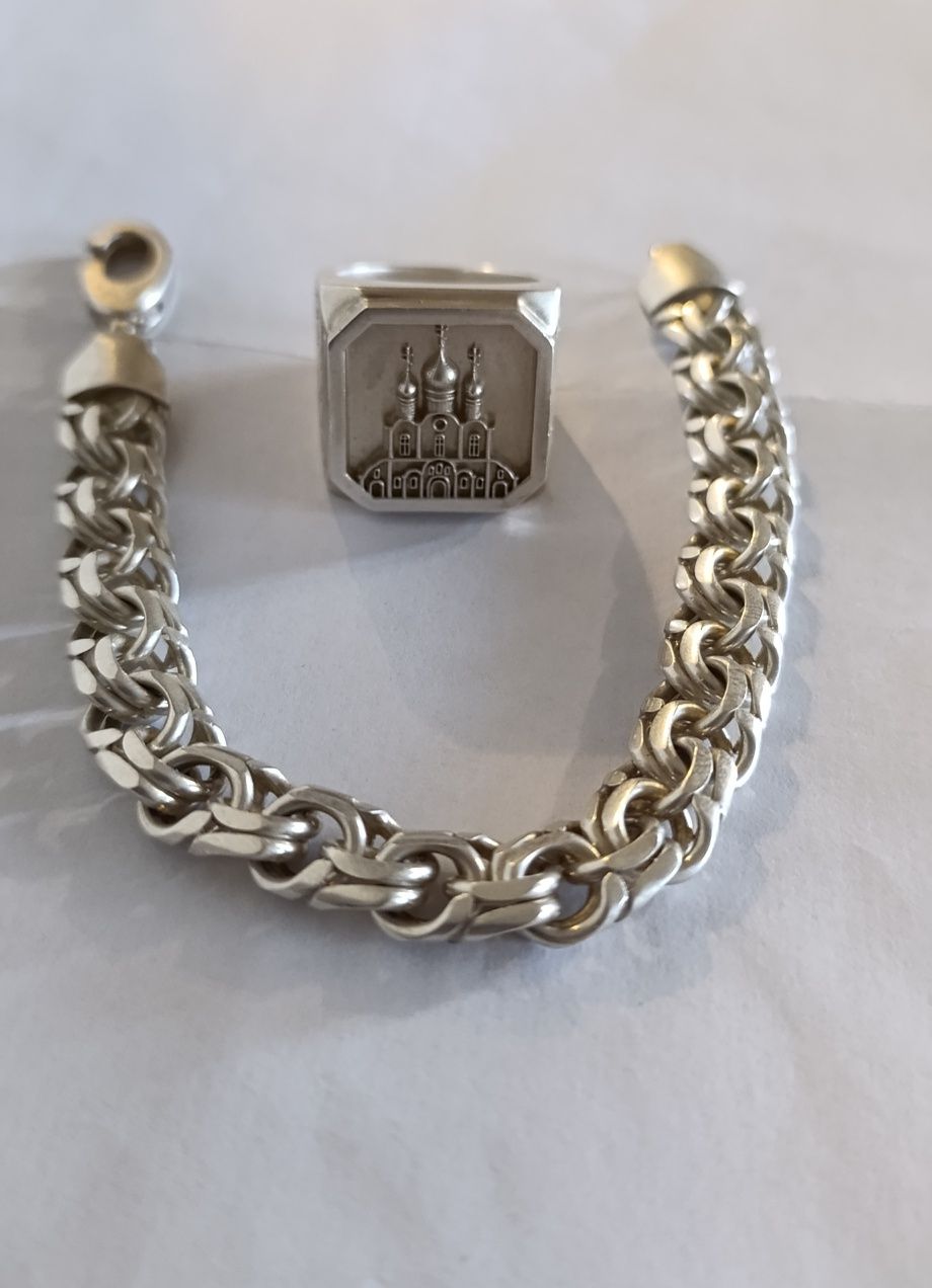 Серебряная печатка, браслет