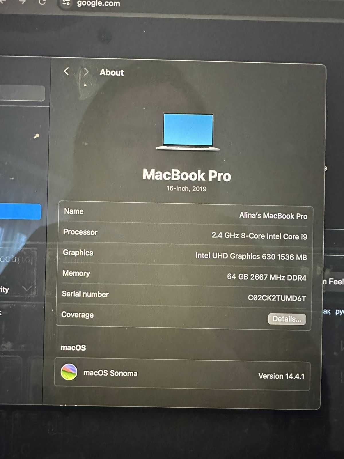 MacBook Pro 2019 16” Space Gray
