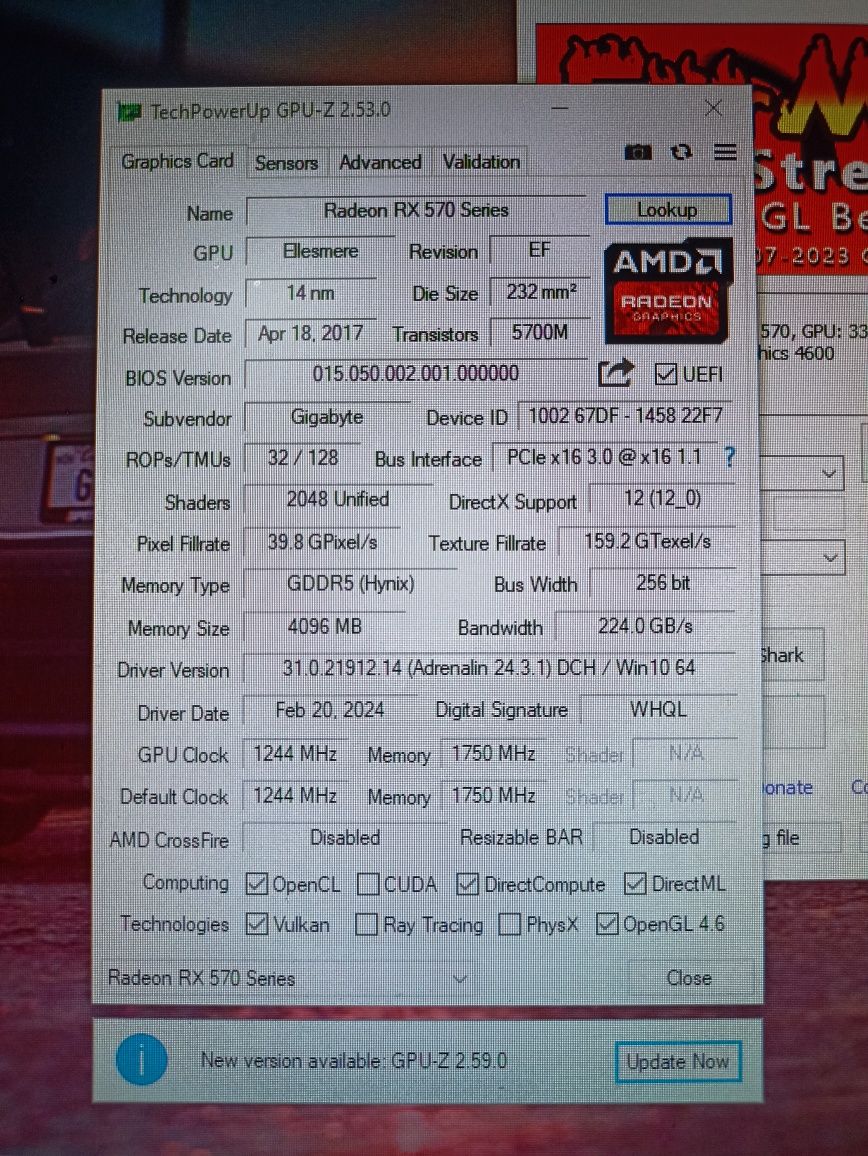 Видеокарта AMD RX 570