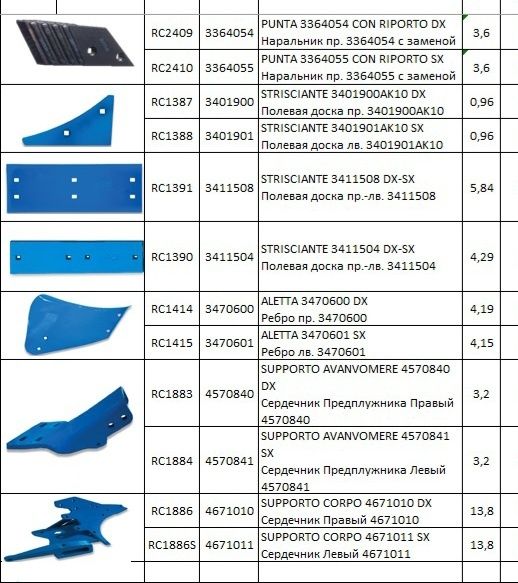 Запчасти Lemken плуг, Made in ITALY, Juwel, Diamond, Rubin.