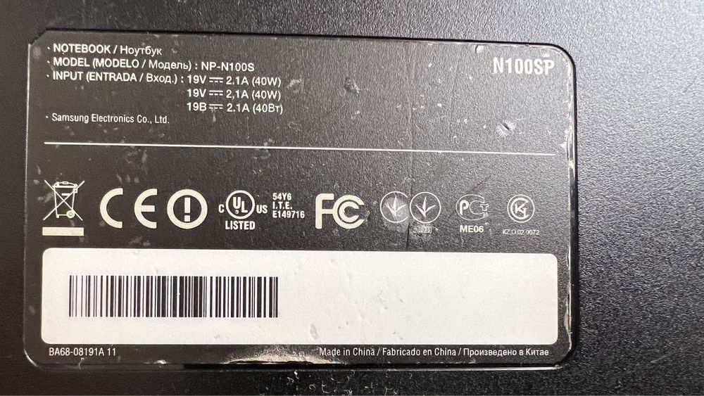 Продам Notebook ноутбук Samsung N100Sp 10.1 Intel Atom N2100 ОЗУ 2гб