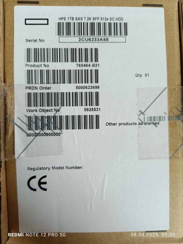 Жесткий диск HP 765464-B21 1TB SAS 12G 7.2K SFF SC 512e для сервера