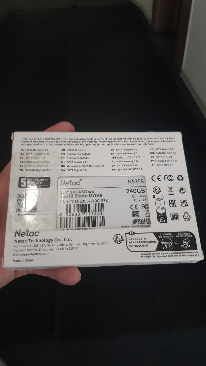 Ssd 240 gb /256 gb. Новый. Цена 15000 тг.