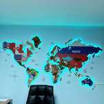 Карта мира с подсветкой для декора дома и офиса из дерева Закажите! 9