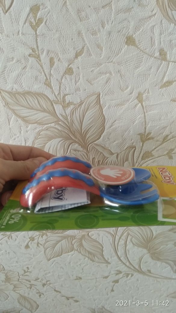 Набор ложка и вилка детские, ложечка для кормления Nuby