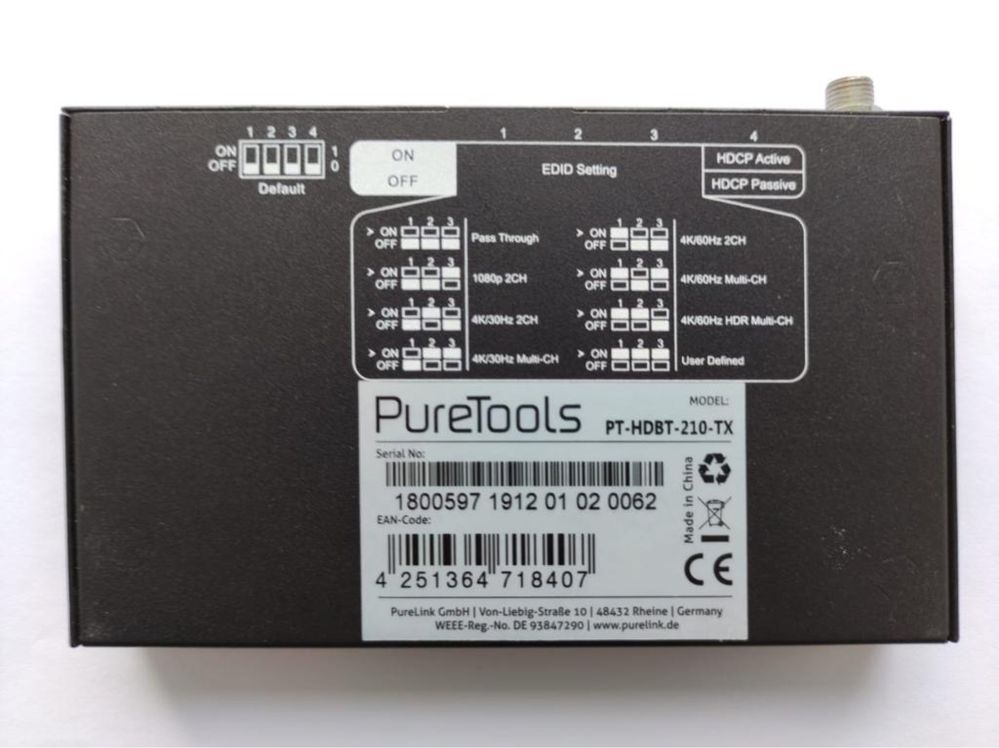 Видео-приемапередатчик Purelink PT-HDBT-210-TX