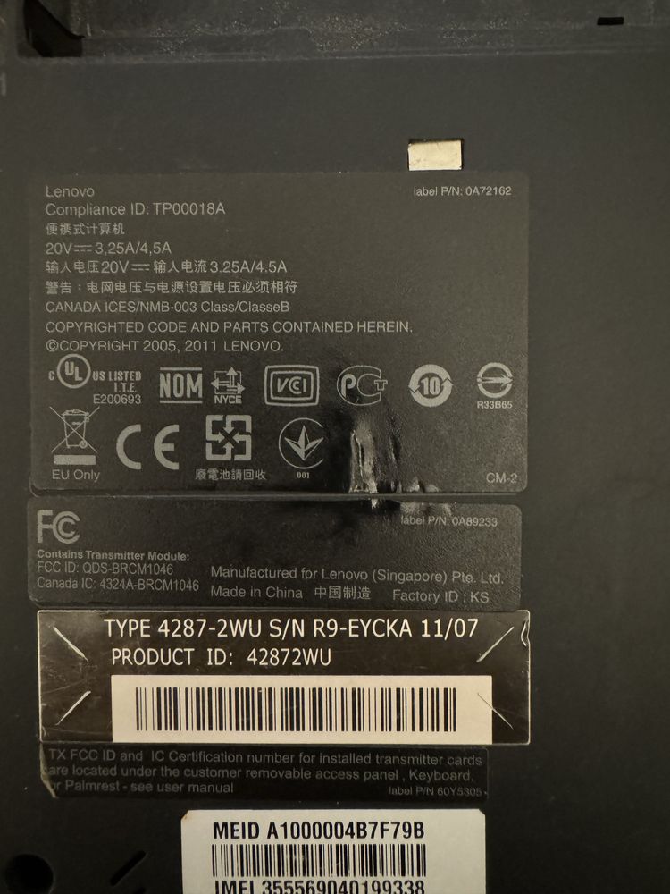 Материнская плата и корпус Thinkpad x220 fru 04w3287