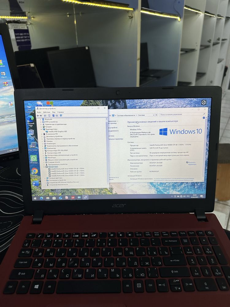 Гарантия Acer Pentium N5000/ОЗУ-4ГБ/ССД-128ГБ емкость 65% в отличном