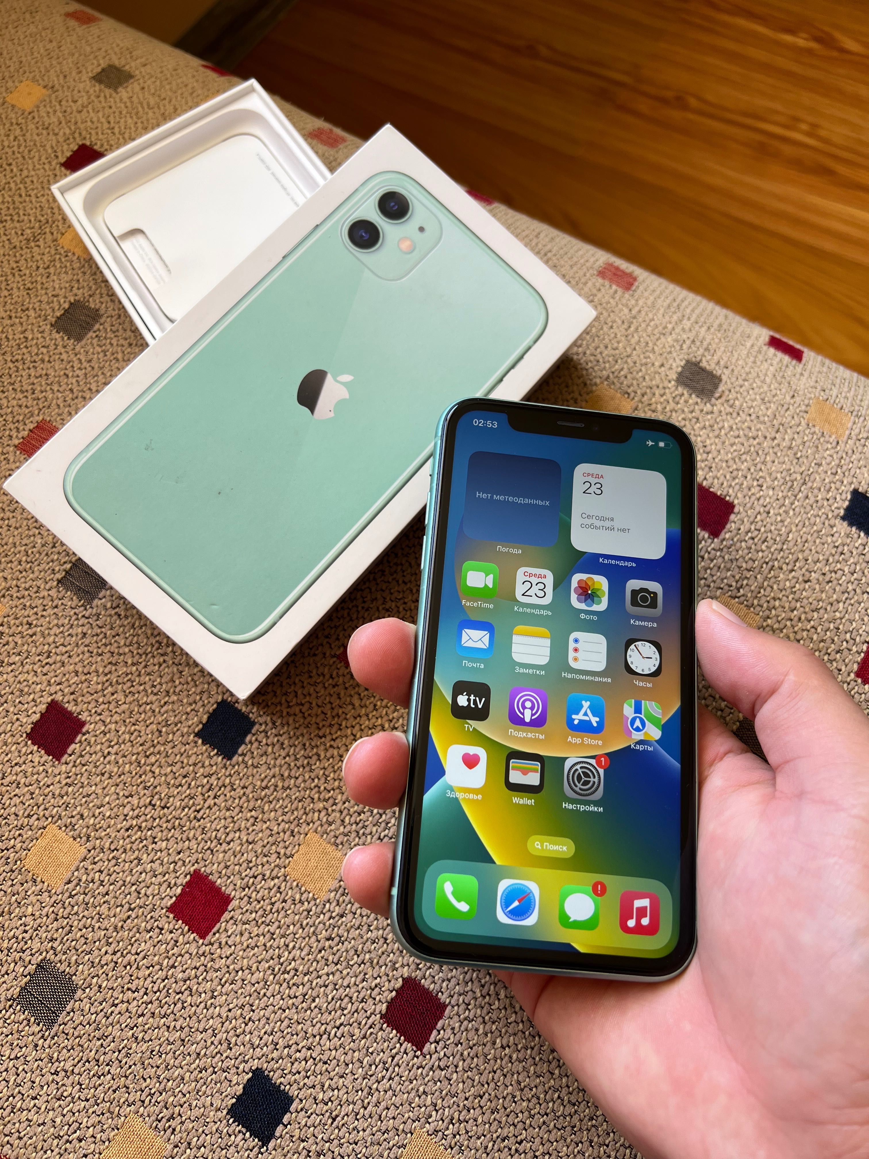 iPhone 11 0-0-12 kaspi ремон болмаган бяры оригнал каробка бар
