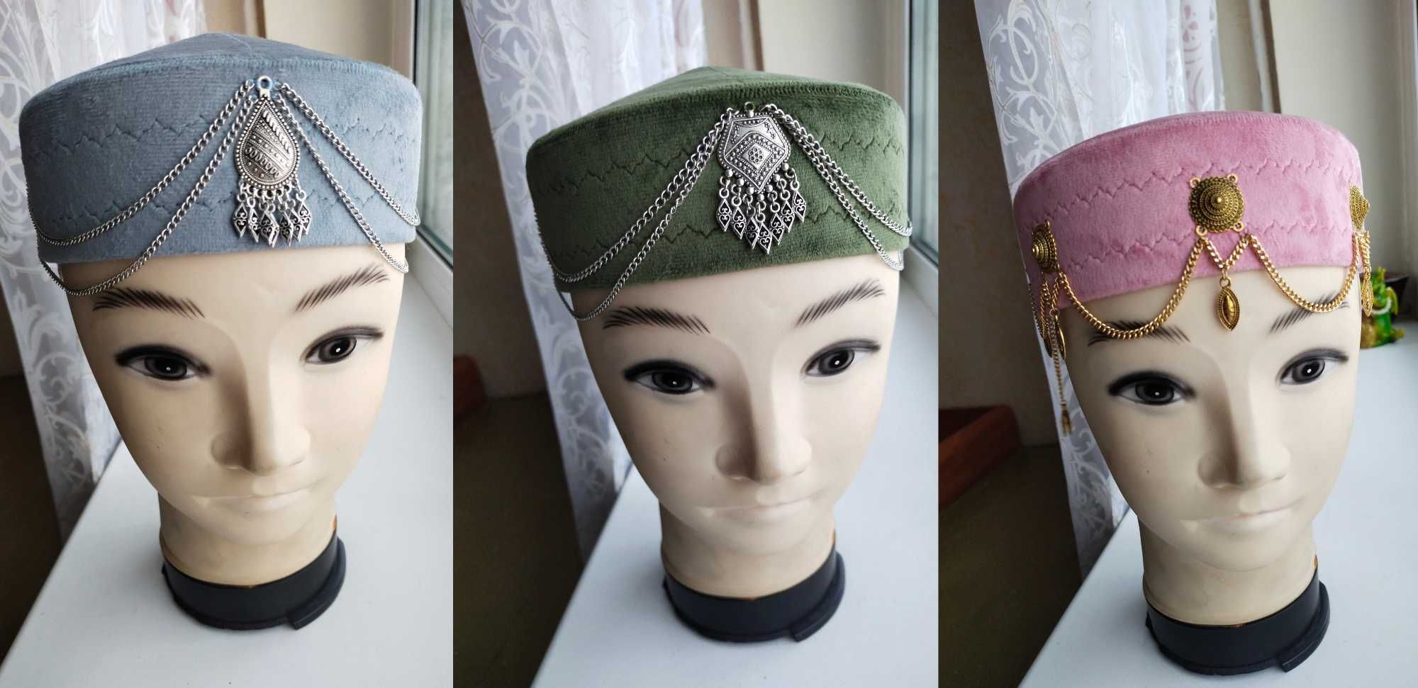 Тюбетейка из велюра украшенная