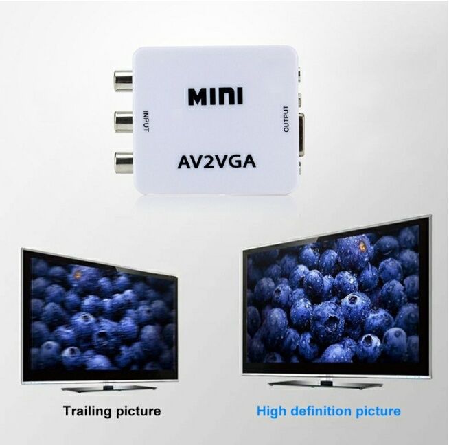Переходник AV2VGA, адаптер AV на VGA, тюльпан, колокольчики