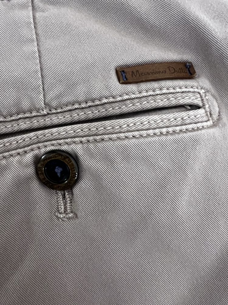 Мужские слаксы брюки Massimo Dutti бежево серого цвета модель Slim Fit
