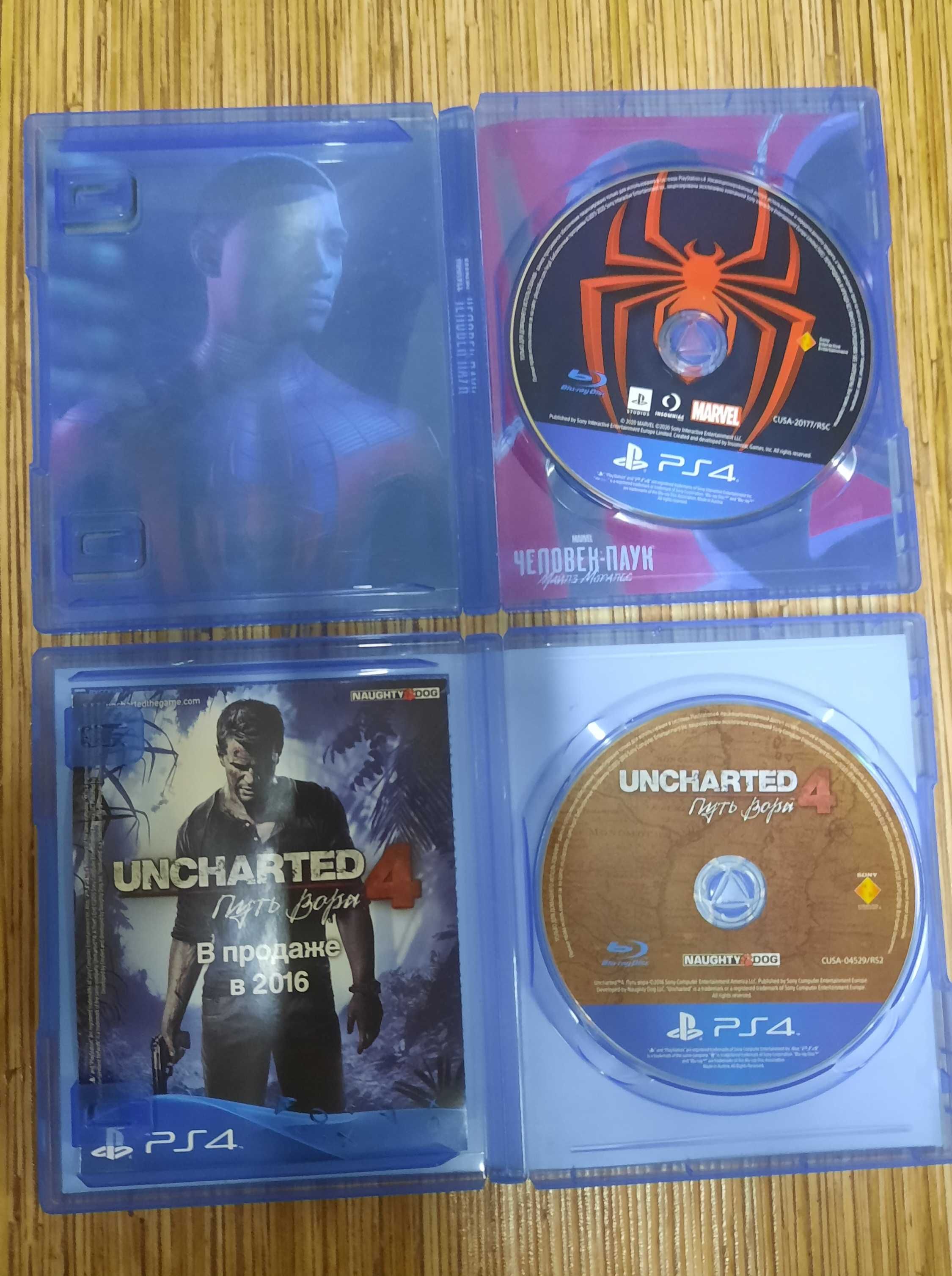Диски на сони PS4 Человек паук Моралес, Uncharted 4 Цена за два Диска