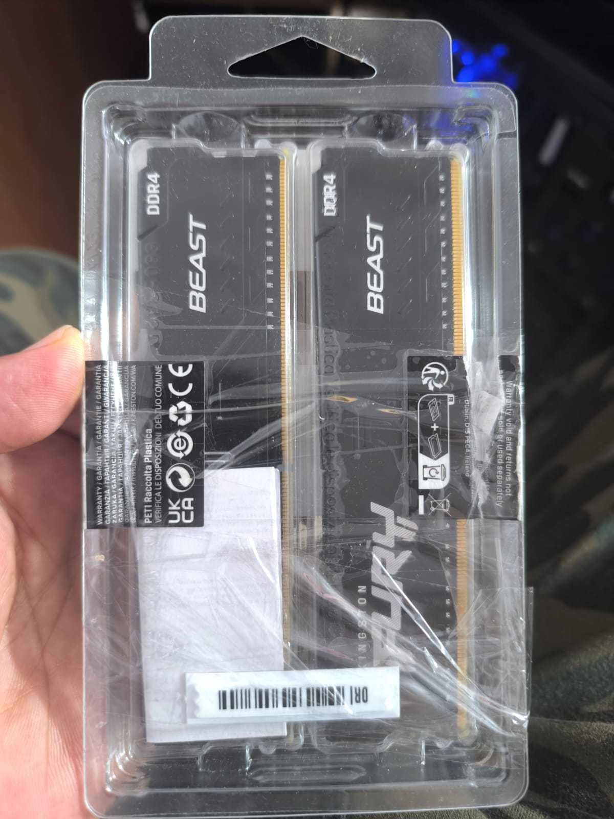 DDR-4 DIMM 16Gb/2666MHz PC21300 Kingston Fury Beast 2x8Gb Kit, Black,