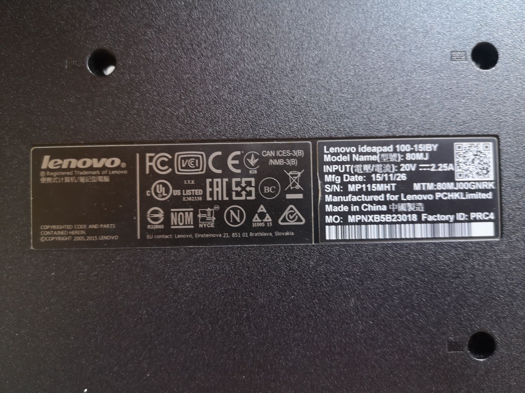 Часть корпуса (D) от Lenovo 100-15IBY