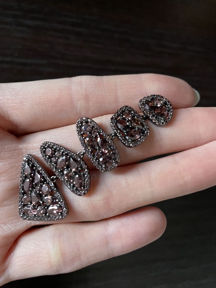 Серебряные серьги с розовыми фианитами