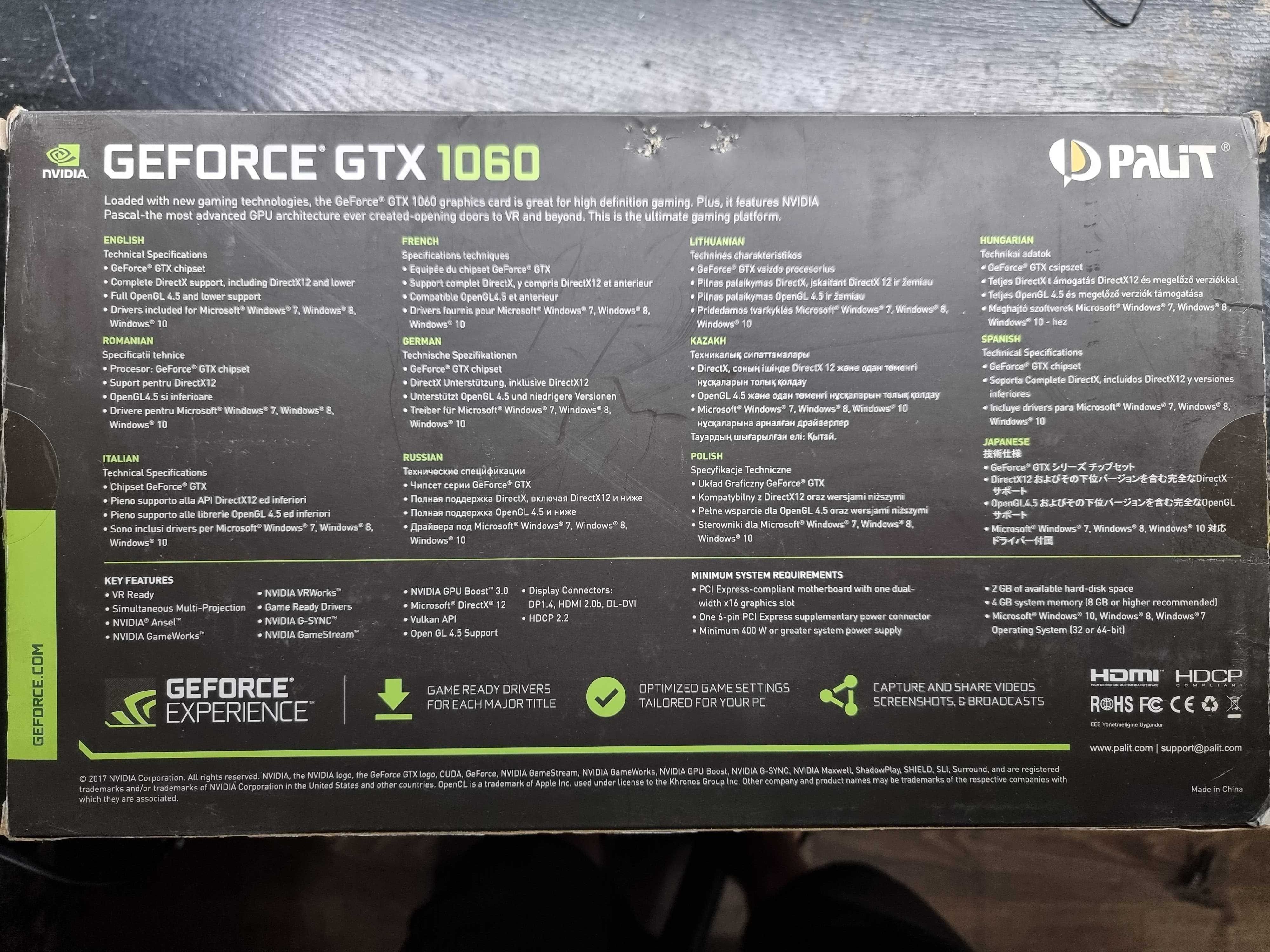 Nvidia GeForce GTX-1060 6Gb DUAL 192bit/GDDR5 (DVI+HDMI+3 DP)