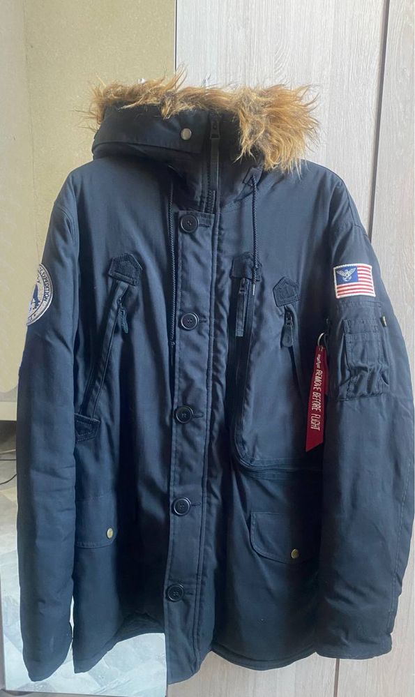 Alpha Industries Military черная оригинал Зимняя куртка теплая