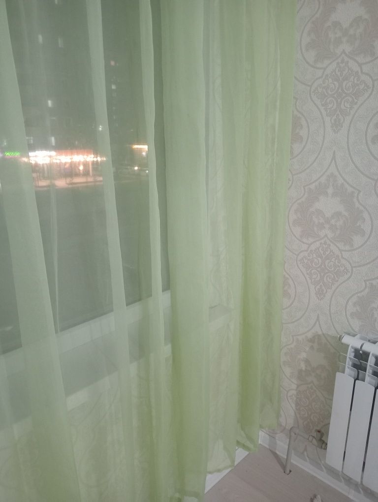 Тюль готовая зелёного цвета