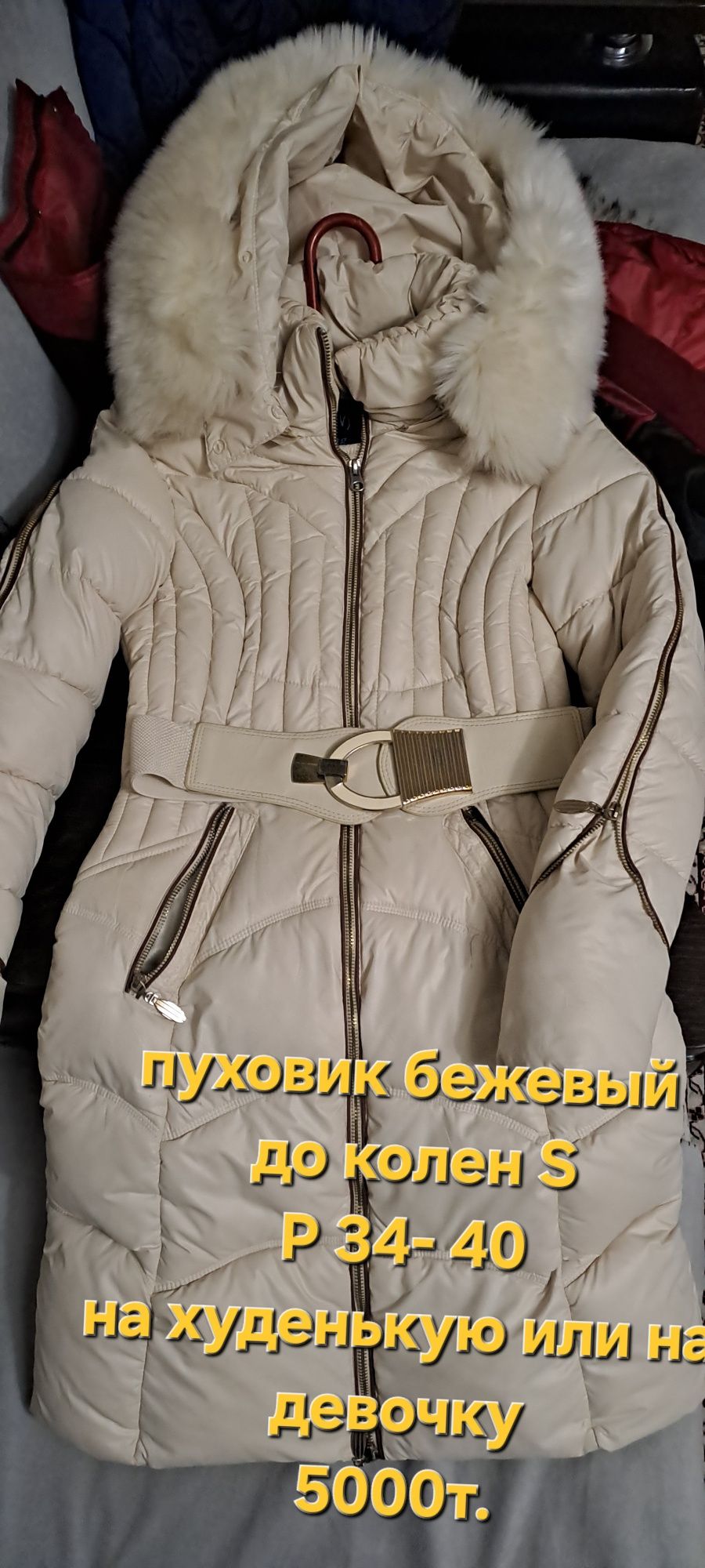 Куртки зимнии  3 бежевых светлые, 1 тёмносиняя