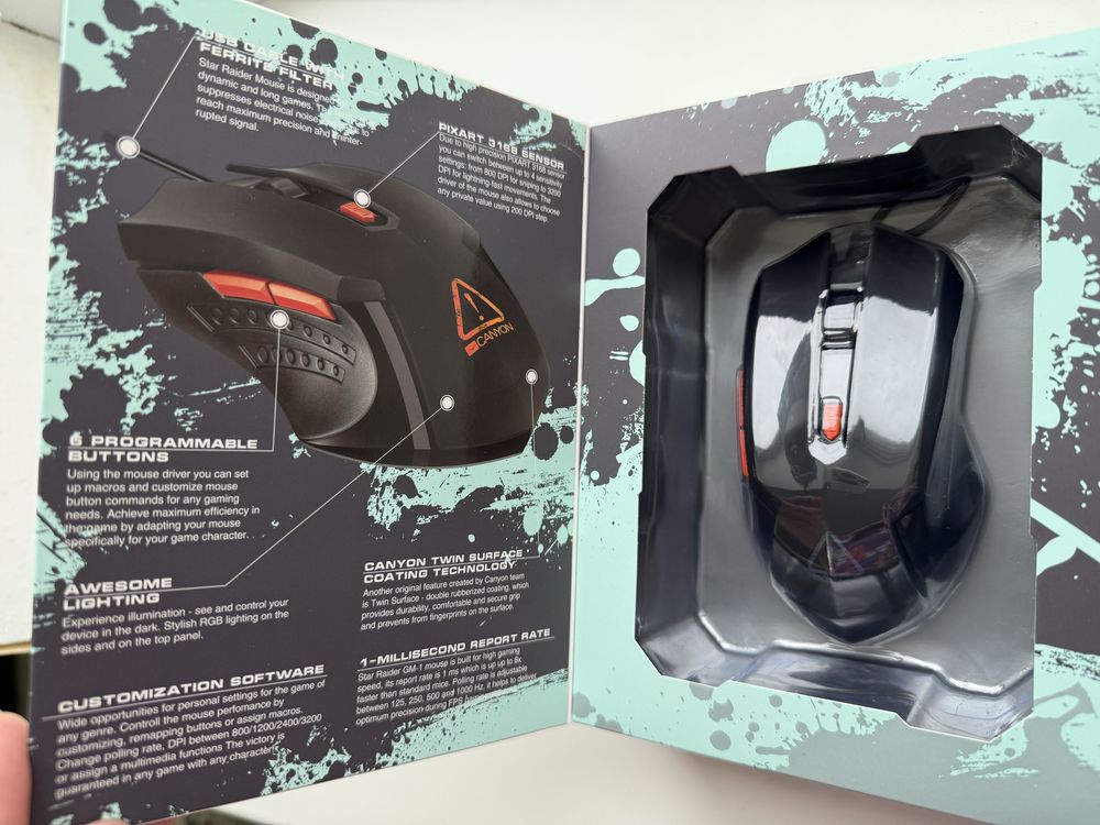 Мышь Canyon CND-SGM01RGB черный