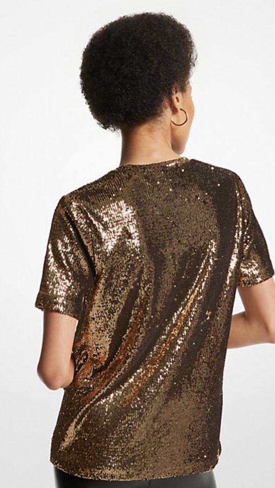 футболка с пайетками KORS Sequined Stretch Tulle T-Shirt