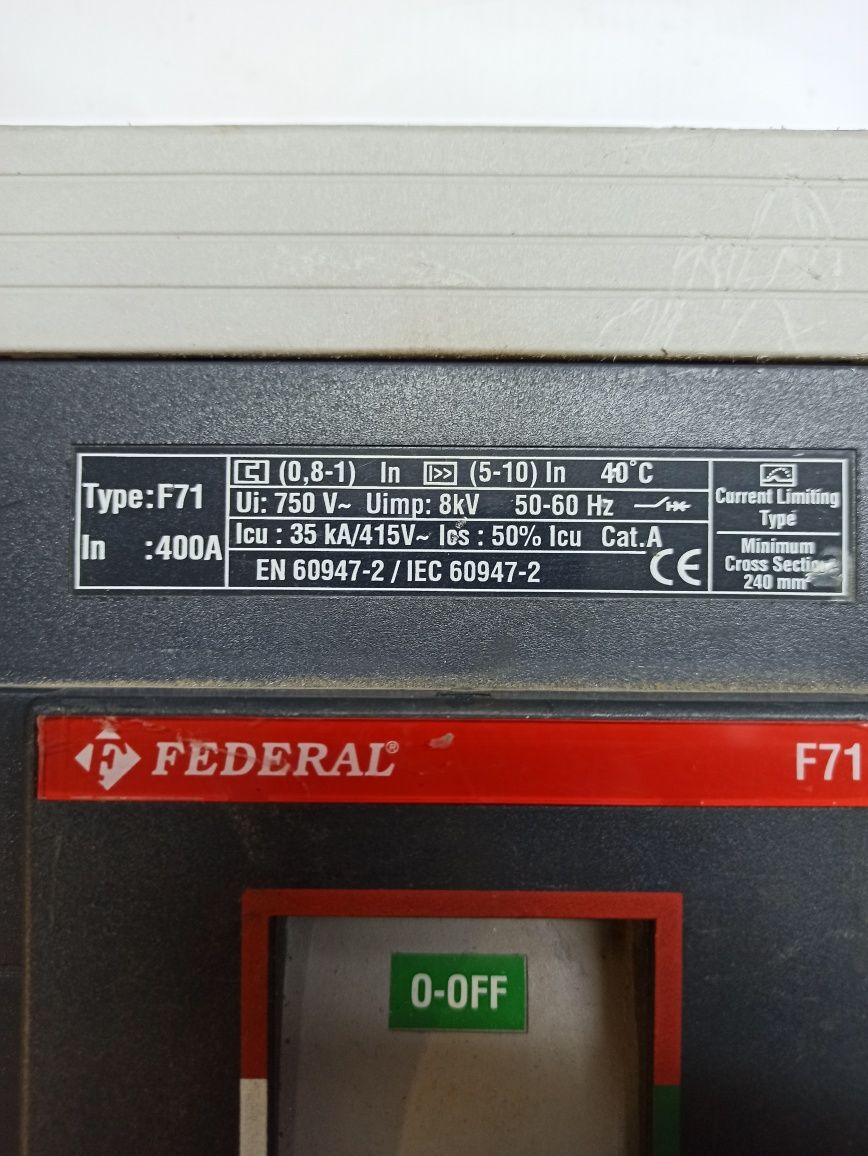 Автоматический выключатель 400А FEDERAL F71