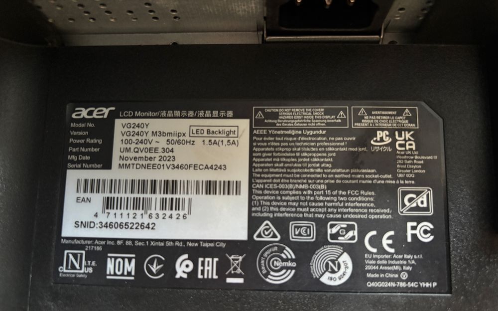 монитор acer 180гц