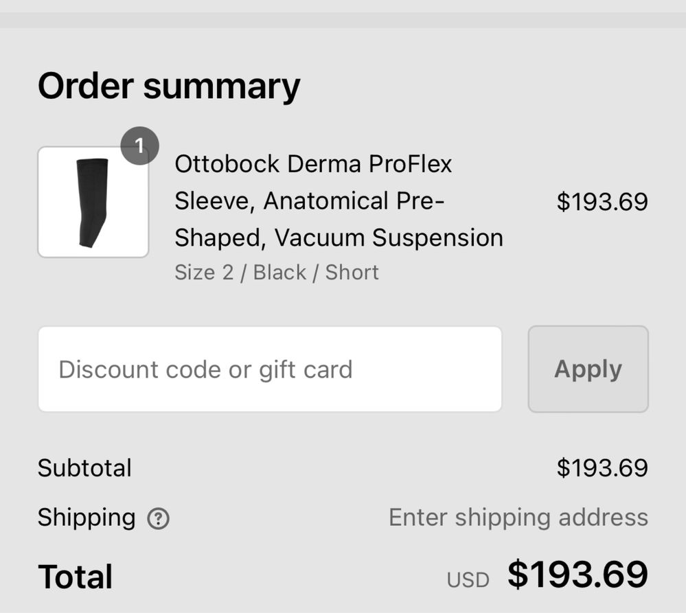Лайнер для протеза Ottobock Derma ProFlex Sleeve, Size 2, Black, Short