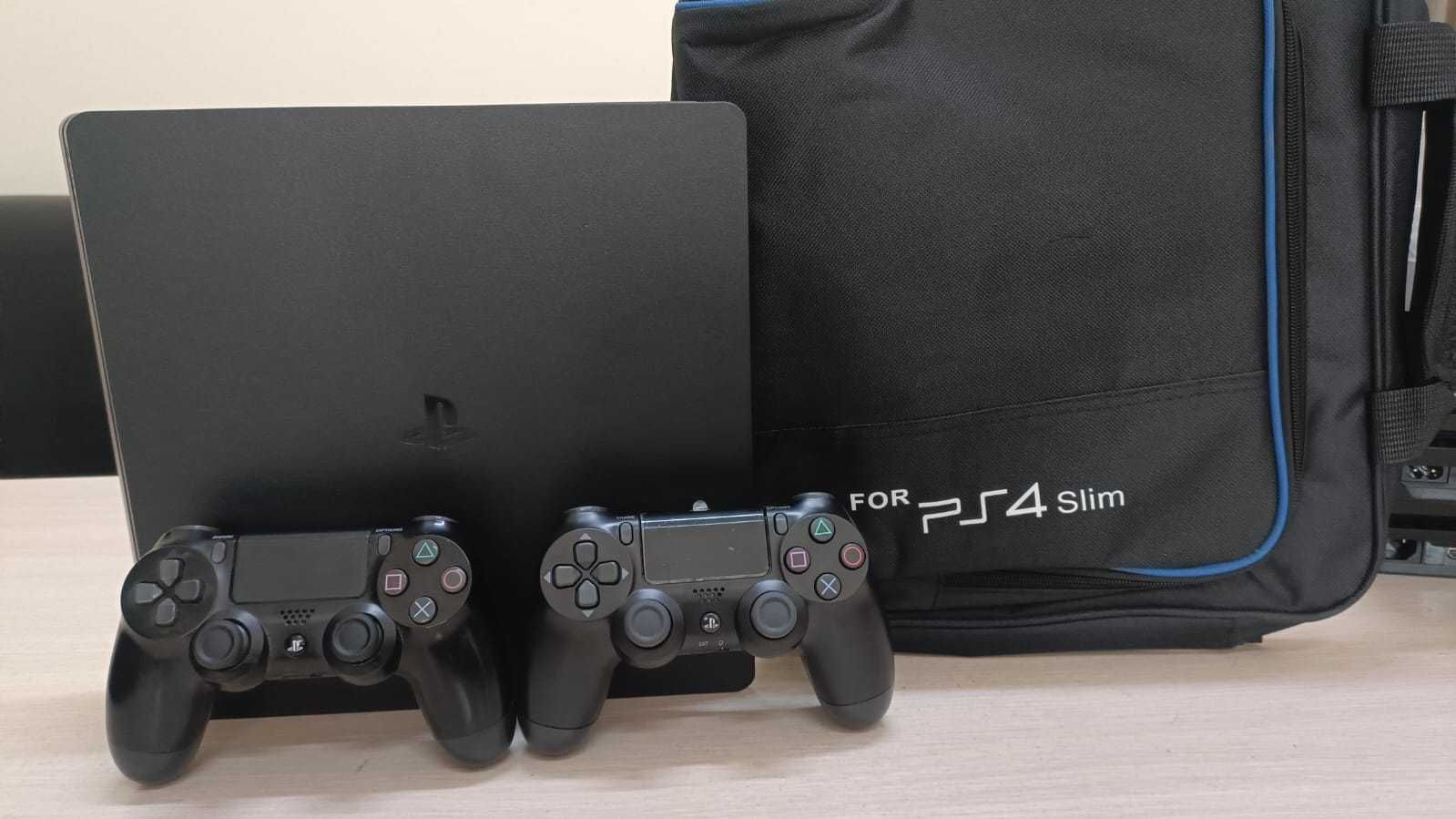 Sony Playstation 4 ps4 slim + 2 дж + 4 игры, Гарантия 1 год. Б/У