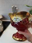 Ваза фруктовница из чешского стекла антиквариат.