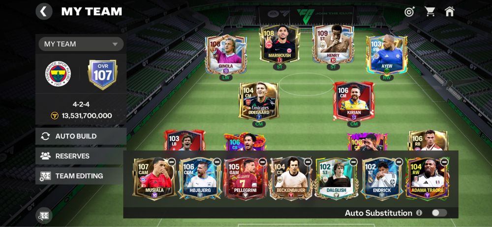 Продаю аккаунт FC MOBILE 107 общ