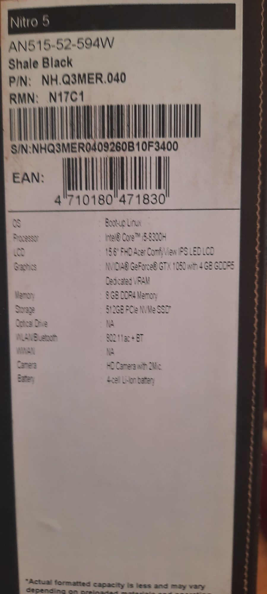 Игровой ноутбук Acer