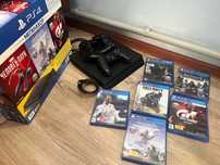 PS4 Slim 1ТБ + 3 геймпада + 6 дисков + PS Plus Deluxe 6 мес + коробка
