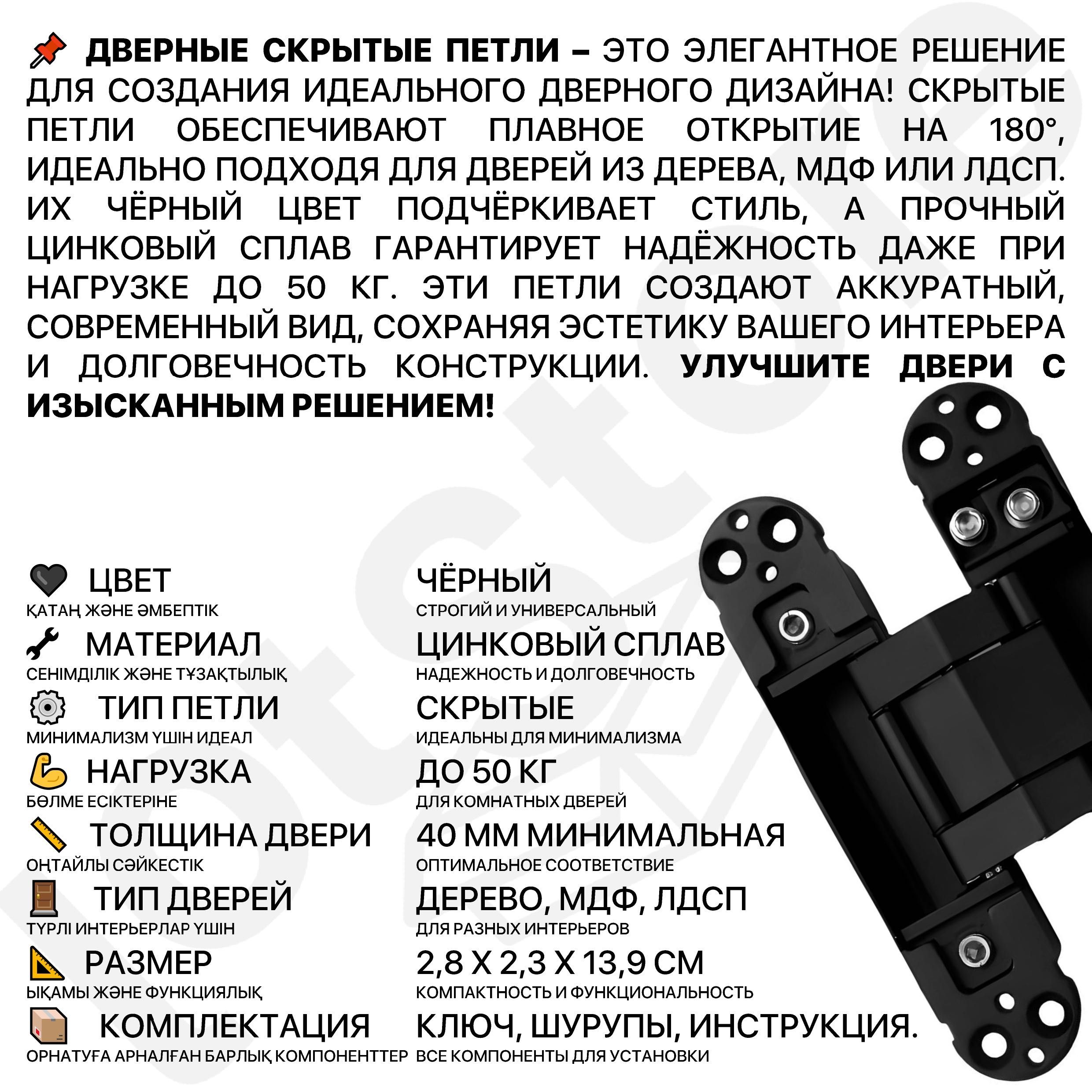 Скрытые дверные петли межкомнатные и скрытая дверная ручка для двери