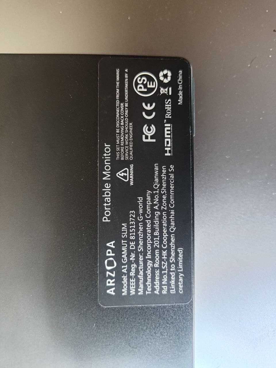 Портативный монитор Arzopa A1 Gamut slim 14"