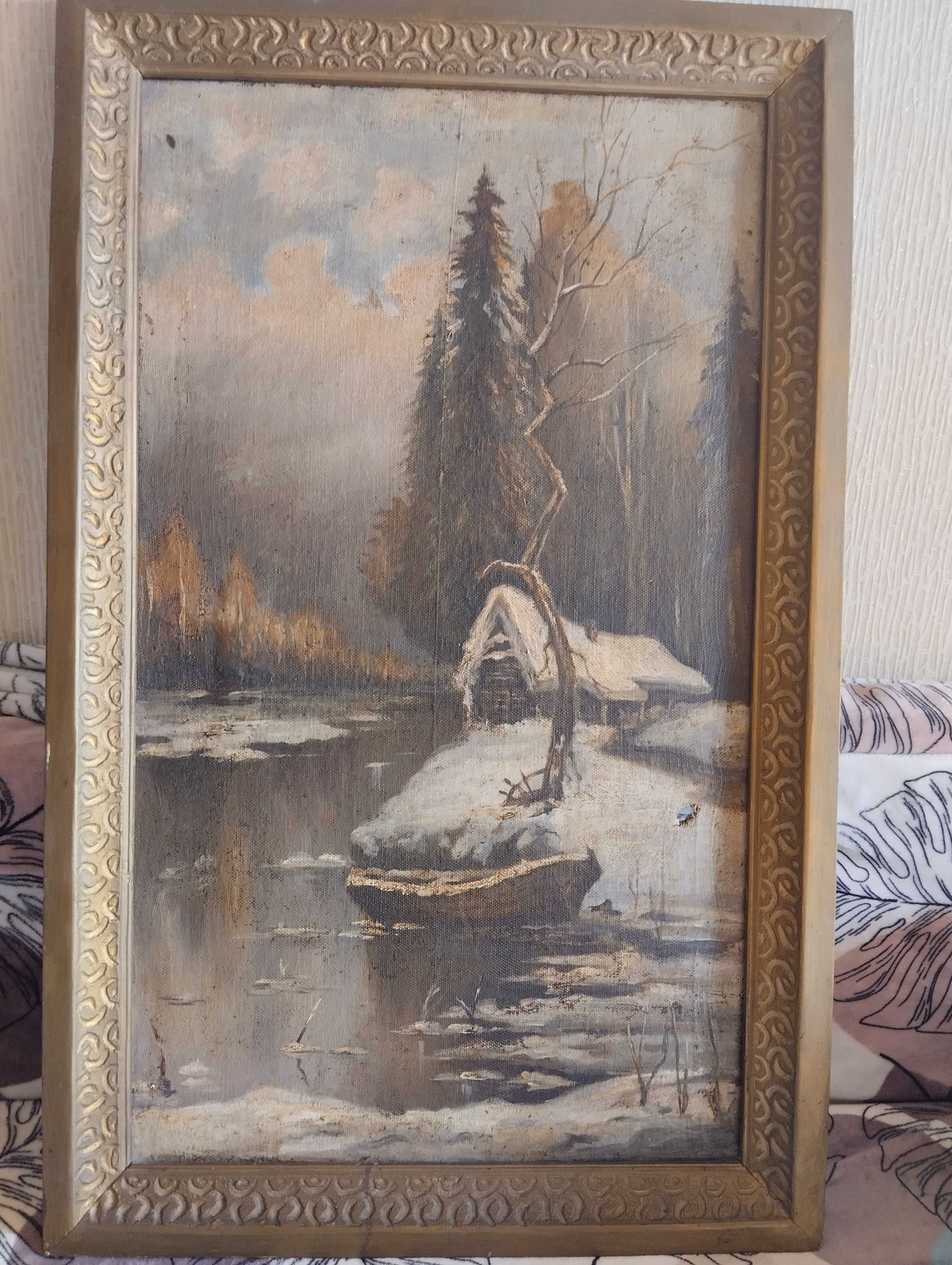 Продам старинную картину, послевоенного времени, длина 90 см, ширина40