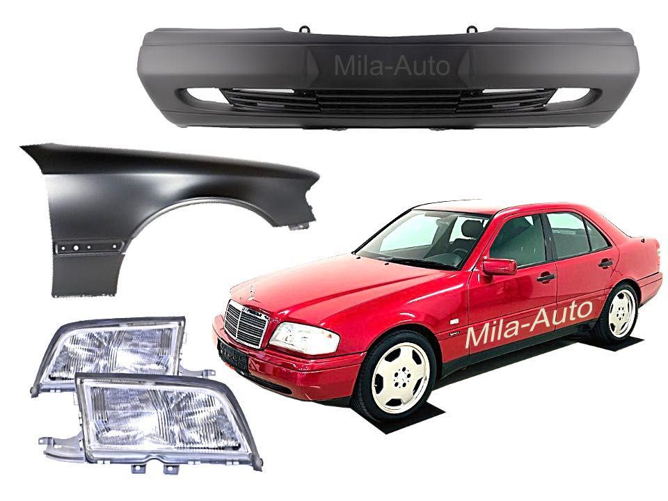 Бампер передний Мерседес W202 (W124) также фары, решетки и др